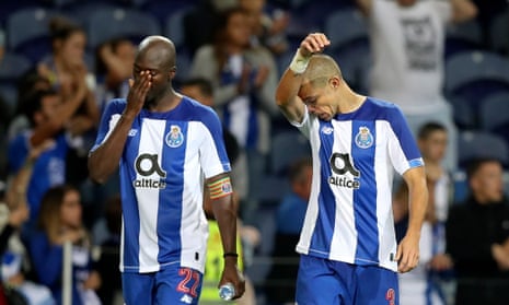 Porto’s Danilo Pereira and Pepe react after their surprise loss to Krasnodar.