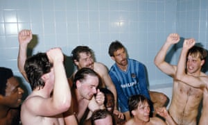 Manchester City celebrate after beating Charlton Athletic 5-1 to earn promotion from Division Two on 11 May 1985.