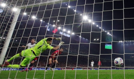 Harry Kane scores England’s second goal against Albania.