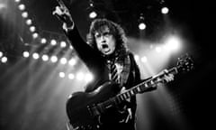 Angus Young of AC/DC in action in Chicago, 1979