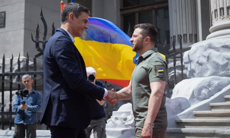 Ukrainian president Volodymyr Zelenskiy meets with Spain’s prime minister Pedro Sánchez in Kyiv.