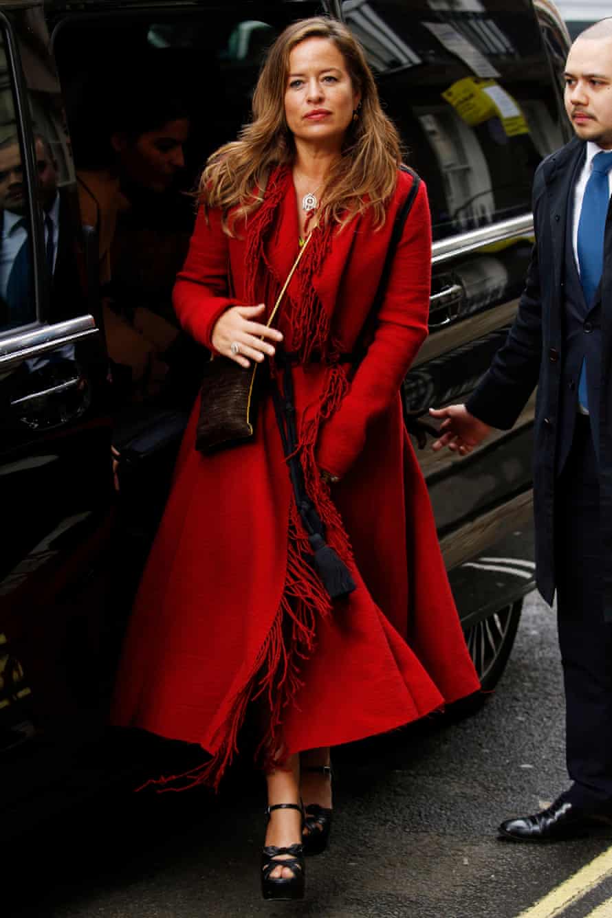 Jade Jagger arrives at Spencer House for the wedding reception of Jerry Hall and Rupert Murdoch.