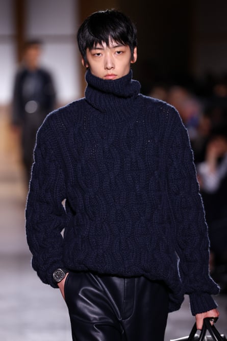 A model on the runway at the Hermès menswear fall/winter 2026-2027 show during Paris fashion week, 24 January 2026.