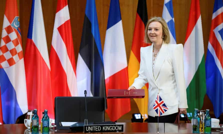 UK foreign secretary Liz Truss attends a Nato foreign ministers meeting in Berlin today.