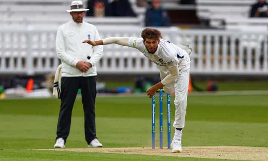 Shaheen Shah Afridi in action for Middlesex against Leicestershire at Lord’s