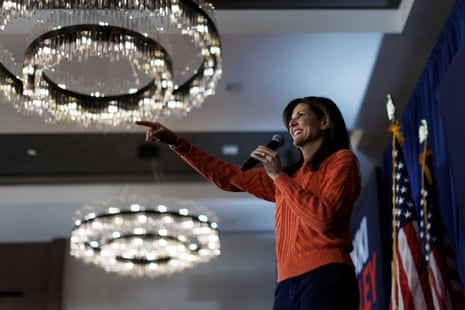 Republican candidate for President Former South Carolina Governor Nikki Haley addresses a crowd of supporters in Salem, New Hampshire, USA, 22 January 2024.