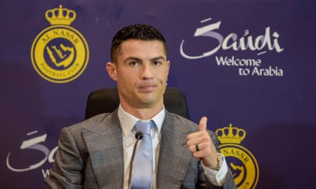 Cristiano Ronaldo being unveiled by Al-Nassr in January 2023.