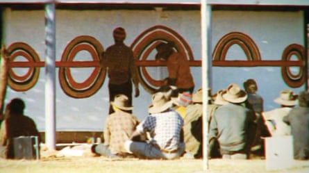 Honey Ant mural being painted, 1971, photo footage by Geoffrey Bardon (from Mr Patterns)