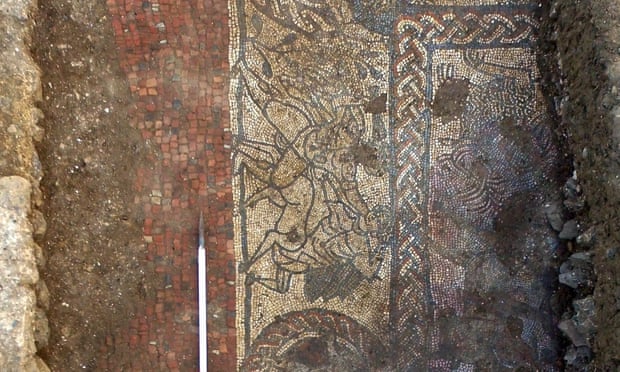 A section of the mosaic, found at a Roman site near Boxford in Berkshire