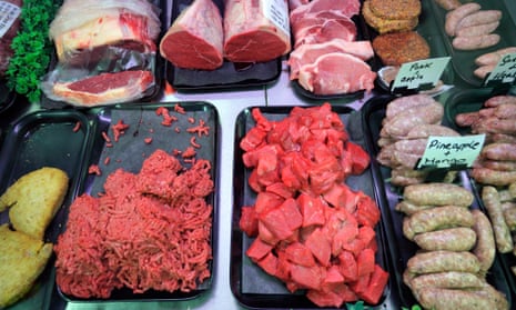 Meat counter in a supermarket