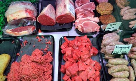 meat counter in supermarket
