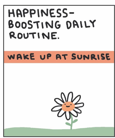 Simone Lia cartoon No 324 Happiness boosting daily routine, panel 1