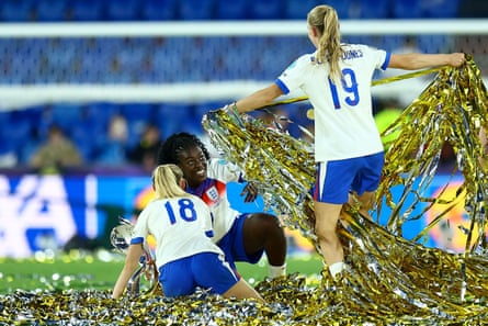 Michelle Agyemang and her teammates observe successful confetti