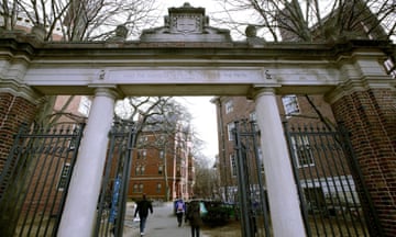 A set of gates leading to Harvard's campus in Cambridge, Massachusetts.