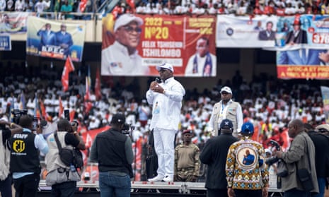 Félix Tshisekedi speaking at a campaign rally in Kinshasa in November
