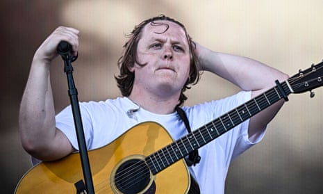 Scottish singer Lewis Capaldi performing at the 2023 Glastonbury festival. He annouced he would take a break from touring after struggling to finish his set.