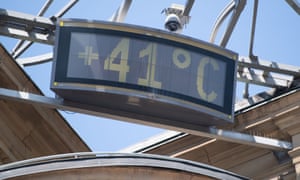 A board in an office building in Stuttgart reads 41C as a new record high temperature was recorded in Germany.