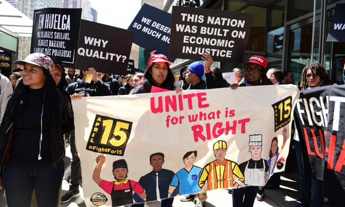 Fight for $15 swells into largest protest by low-wage workers in US history | US income inequality | The Guardian Fight for $15 swells into largest protest by low-wage workers in US history | US income inequality | The Guardian