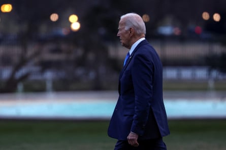 President Joe Biden departs the White House in Washington, on Friday.