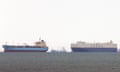 Ships are anchored outside the Suez canal in Ain Shokhna, near Suez, Egypt, 26 March 2021. 