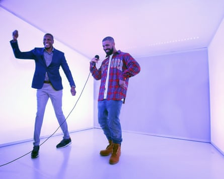 Two men dancing in box