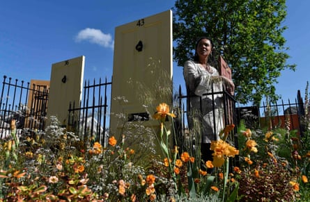 British landscape designer Juliet Sargeant stands in her Modern Slavery Garden