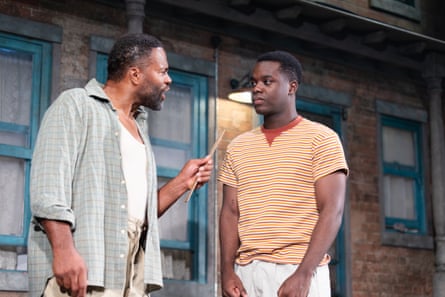 Ray Fearon as Troy Maxson and Josh Tedeku as Cory Maxson