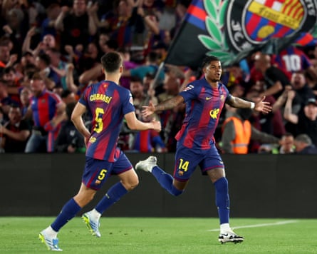 Marcus Rashford celebrates scoring his team’s first goal during La Liga match between Barcelona and Real Madrid