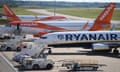 EasyJet and Ryanair aircraft at Luton airport in 2020