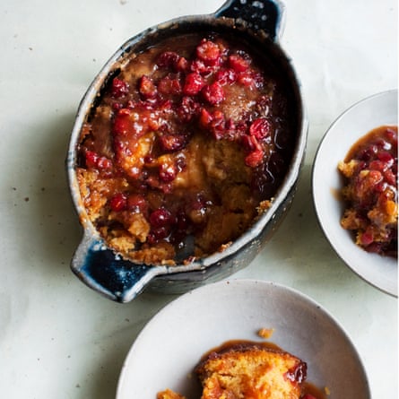 Fruits of labour: cranberry pudding with butterscotch sauce.