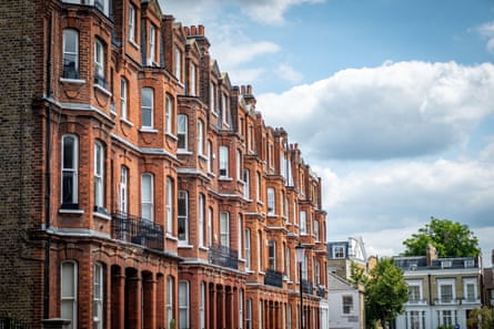 Upmarket residential street with large townhouses off Fulham Road in SW10