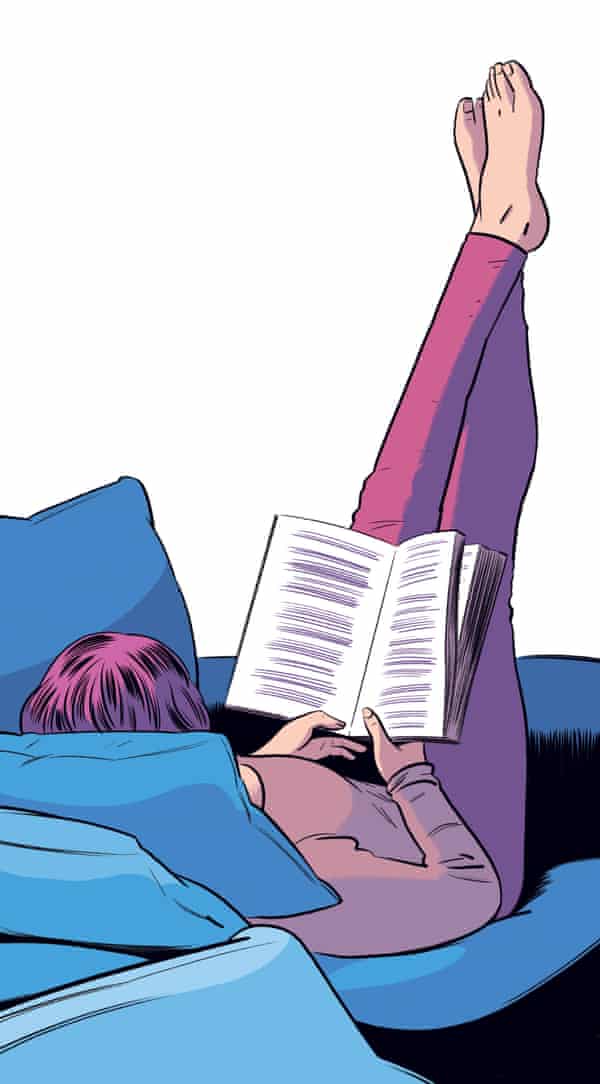 Illustration of woman with her feet up, reading