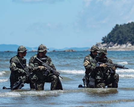 South Korea’s military carry out a drill.