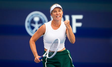 Danielle Collins on court in the Miami Open final.