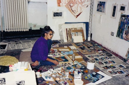 ‘Making a beautiful painting isn’t about making power. It’s empowering yourself to feel something.’ Emin in her studio at the Royal College of Art, 1989.