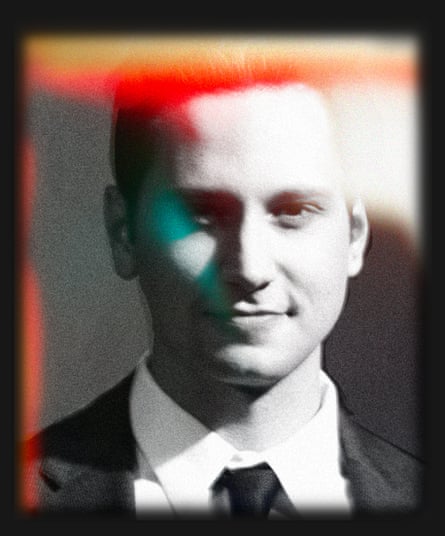 Black and white portrait of younger man.
