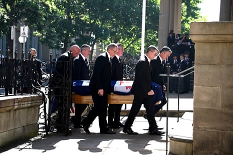 The casket arrives ahead of the state funeral.