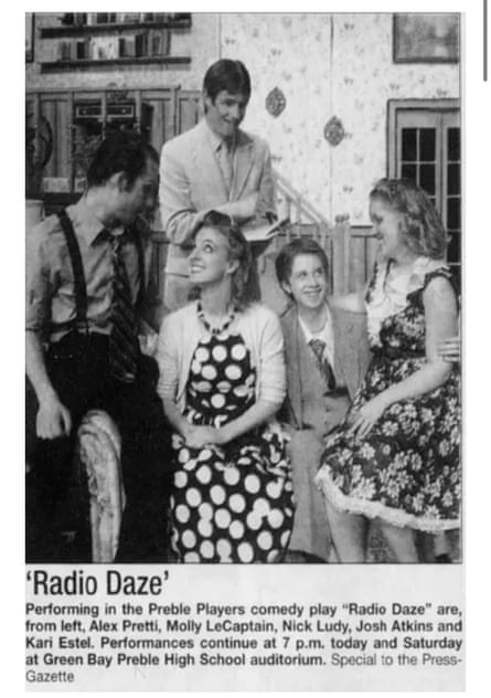 A newspaper clipping showing Alex Pretti in a high school play.