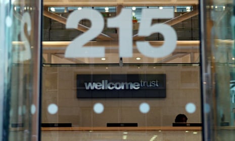 The main reception desk at the Wellcome Trust building on 215 Euston Road, London.