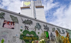 The memorial wall next to Grenfell Tower on the seventh anniversary of the fire.