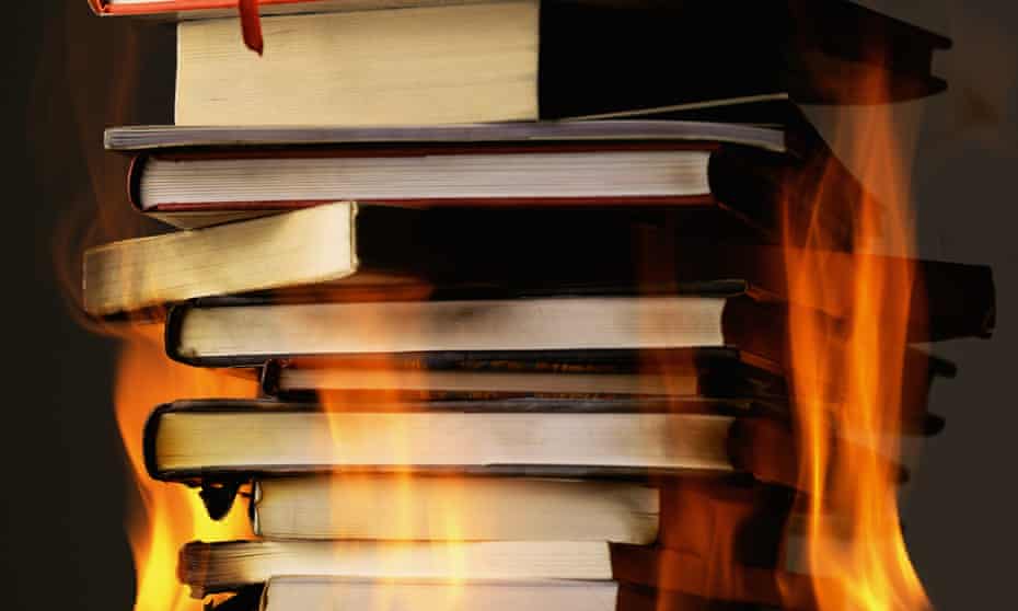 Burning books.