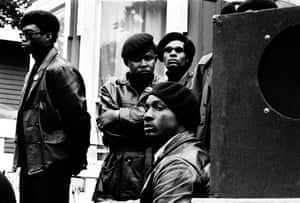Black Panthers in berets and leather jackets