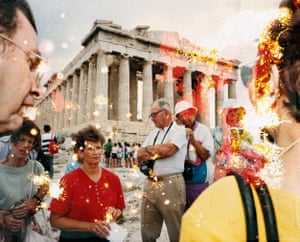 A new book from Martin Parr features water damaged prints from a 1991 in Athens, Greece. Signed copies of Acropolis Now are available through Setanta books in associations with the Martin Parr Foundation. All photographs: Martin Parr/Magnum Photos