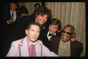 Jerry Lee Lewis, Don and Phil Everly, and Ray Charles are seen at a restaurant in 1986