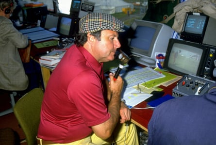 Peter Alliss in the commentary box the Open at Royal St George’s in 1985