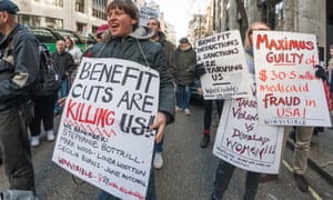 Protesters at the Department for Work and Pensions, London, 2 March 2015.