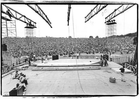 View of the Woodstock festival from backstage, August 1969.
