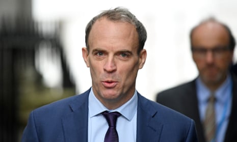 Foreign secretary Dominic Raab in Downing Street on 6 October, 2020.