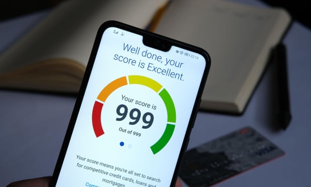 Phone showing experian credit score