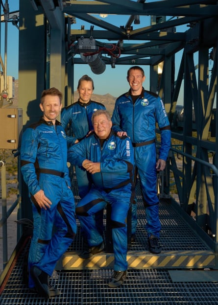 Chris Boshuizen, left, with William Shatner and fellow astronauts